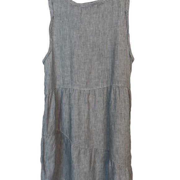 Lucky Brand Size Large Lightweight Striped 100% Linen Sleeveless V-Neck - Picture 9 of 12